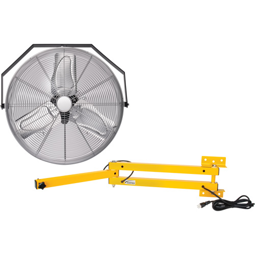 Industrial Workstation Fan Kit with Double Locking Arm, Industrial, 3 Speed, 24" Diameter Trail Hammer and Bolt