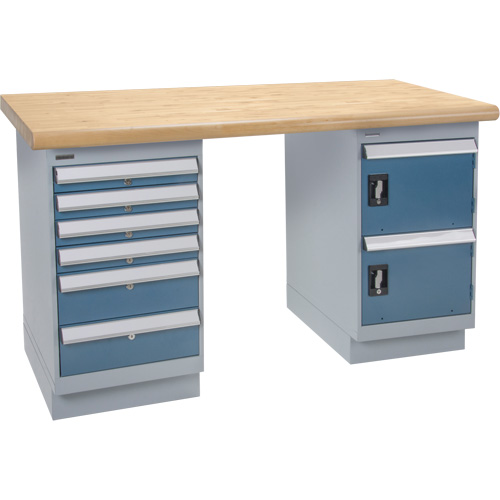 Workbench, Door & Drawers, 2500 lbs. Cap., 60" W x 36" D, 34" H Trail Hammer and Bolt