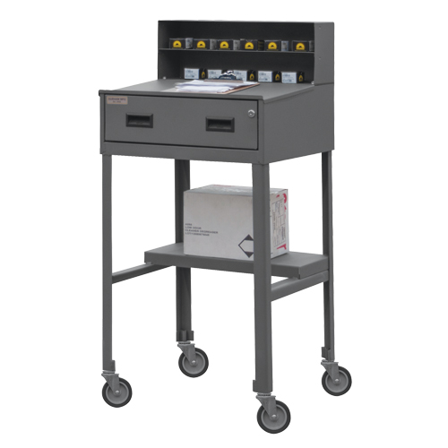 Shop Desk, 23" W x 20" D x 47-3/4" H, Grey Trail Hammer and Bolt
