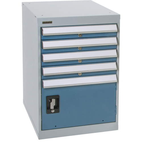 &eacute;tabli sur pi&eacute;destal avec une porte & quatre tiroirs, 4 Tiroirs, 18" la x 21" p x 28" h Trail Hammer and Bolt