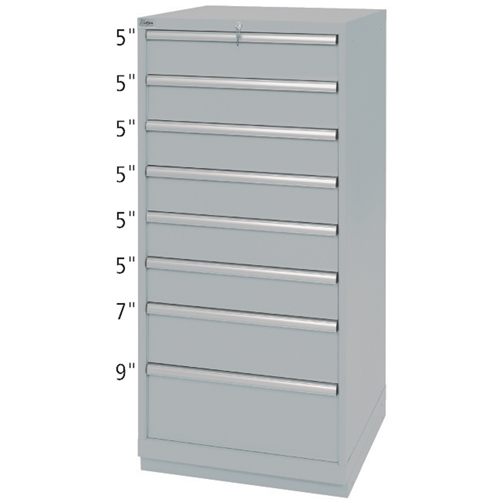 Armoires de rangement avec tiroirs, 8 tiroirs, 28-1/4" la x 28-1/2" p x 59-1/2" h, Gris Trail Hammer and Bolt