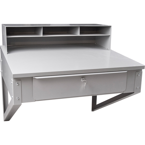 Pupitre d'atelier mural, 34-1/2" la x 28" p x 31" h, Gris Trail Hammer and Bolt