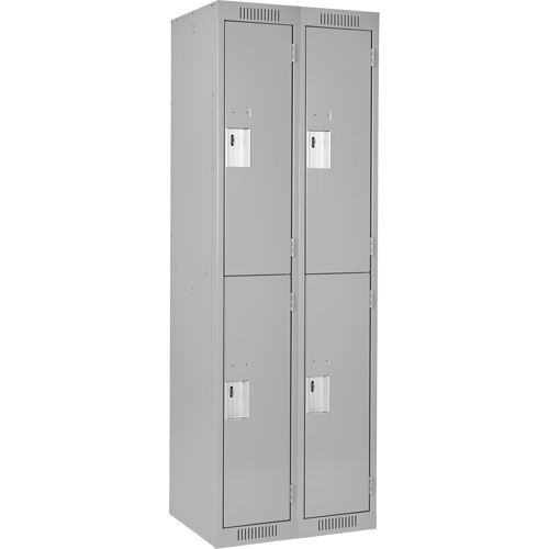 Clean Line Lockers, 2 -tier, Bank of 2, 24" x 18" x 72", Steel, Grey, Rivet (Assembled) Trail Hammer and Bolt