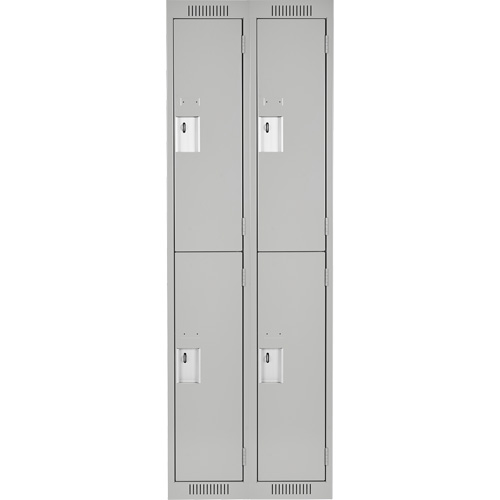 Clean Line Lockers, 2 -tier, Bank of 2, 24" x 18" x 72", Steel, Grey, Rivet (Assembled) Trail Hammer and Bolt
