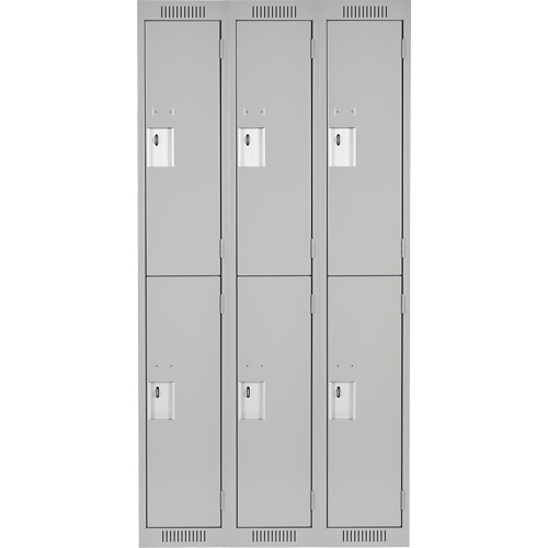 Casiers Clean Line, 2 niveaux, Bloc de 3, 36" x 18" x 72", Acier, Gris, Rivet (assembl&eacute;) Trail Hammer and Bolt