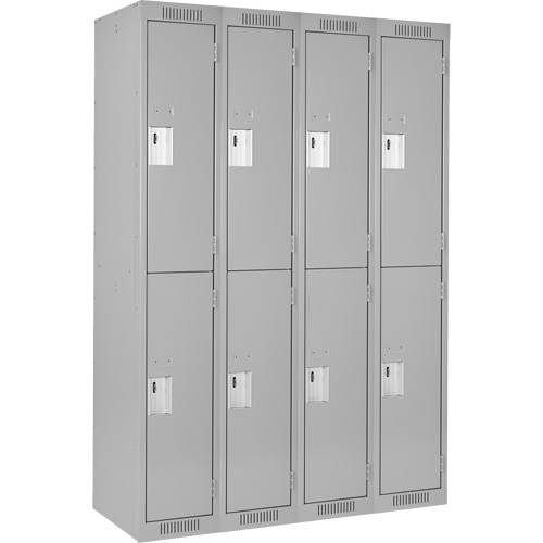 Clean Line Lockers, 2 -tier, Bank of 4, 48" x 18" x 72", Steel, Grey, Rivet (Assembled) Trail Hammer and Bolt