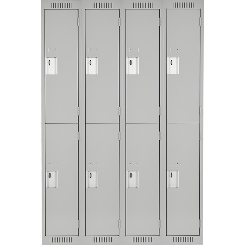Clean Line Lockers, 2 -tier, Bank of 4, 48" x 18" x 72", Steel, Grey, Rivet (Assembled) Trail Hammer and Bolt
