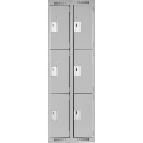 Clean Line Lockers, 3 -tier, Bank of 2, 24" x 18" x 72", Steel, Grey, Rivet (Assembled) Trail Hammer and Bolt