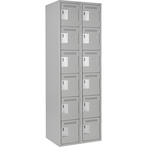 Clean Line Lockerettes, 6 -tier, Bank of 2, 24" x 18" x 72", Steel, Grey, Rivet (Assembled) Trail Hammer and Bolt