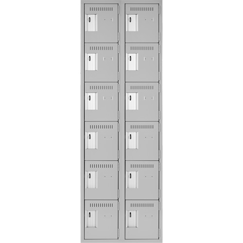 Clean Line Lockerettes, 6 -tier, Bank of 2, 24" x 18" x 72", Steel, Grey, Rivet (Assembled) Trail Hammer and Bolt