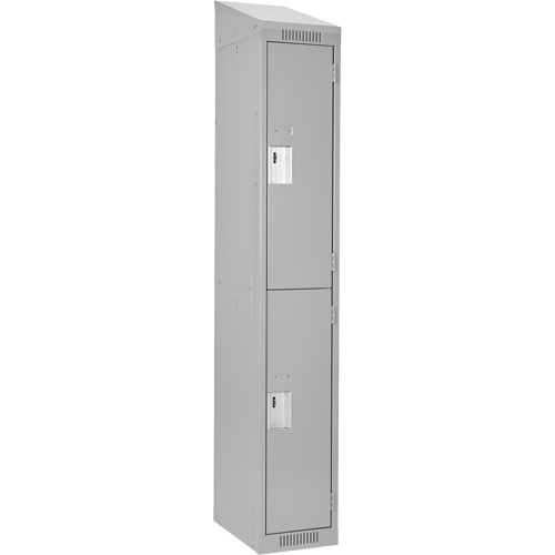 Clean Line Lockers, 2 -tier, 12" x 18" x 78", Steel, Grey, Rivet (Assembled) Trail Hammer and Bolt