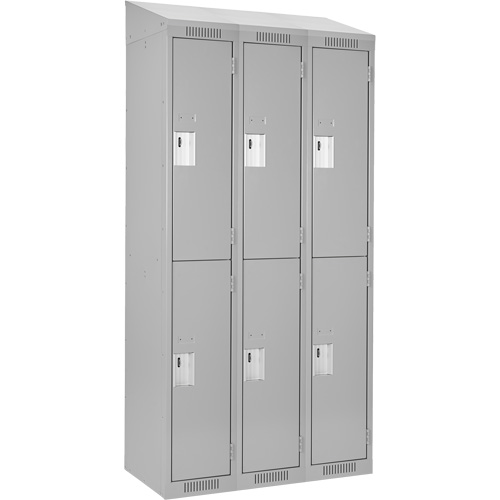 Clean Line Lockers, 2 -tier, Bank of 3, 36" x 18" x 78", Steel, Grey, Rivet (Assembled) Trail Hammer and Bolt
