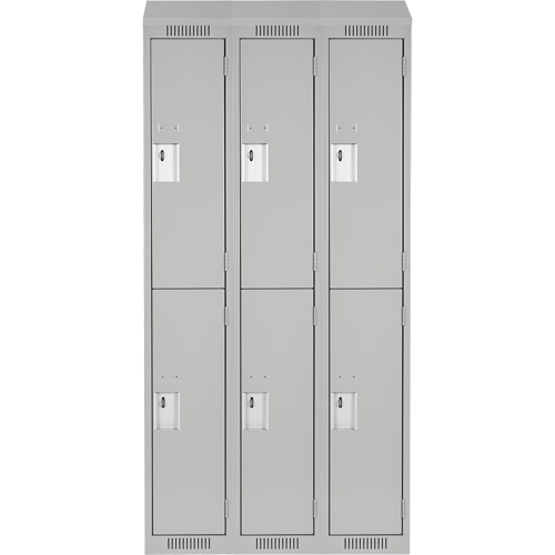 Clean Line Lockers, 2 -tier, Bank of 3, 36" x 18" x 78", Steel, Grey, Rivet (Assembled) Trail Hammer and Bolt