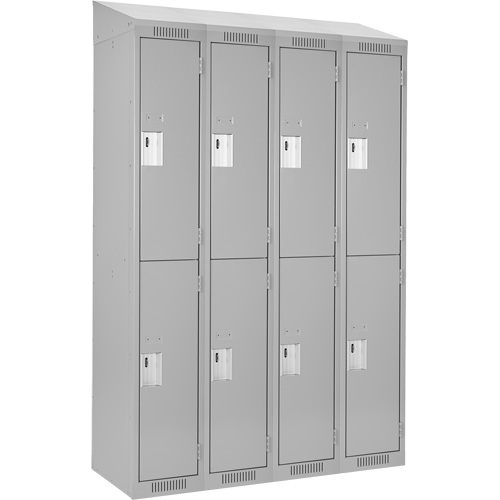 Clean Line Lockers, 2 -tier, Bank of 4, 48" x 18" x 78", Steel, Grey, Rivet (Assembled) Trail Hammer and Bolt