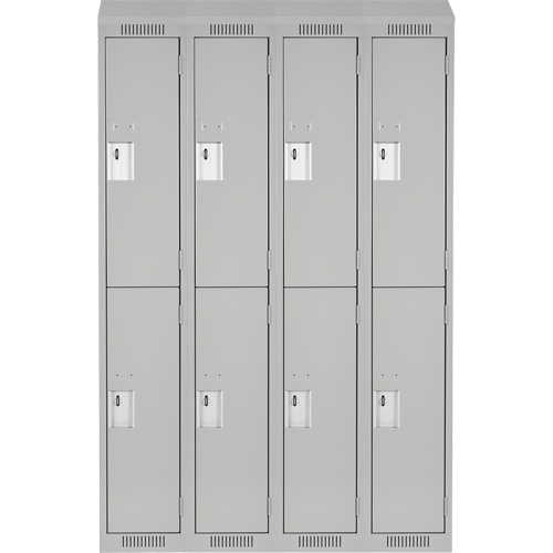 Clean Line Lockers, 2 -tier, Bank of 4, 48" x 18" x 78", Steel, Grey, Rivet (Assembled) Trail Hammer and Bolt