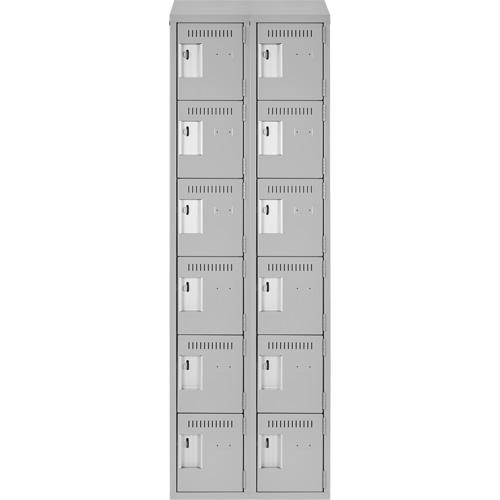 Clean Line Lockerette , 6 -tier, Bank of 2, 24" x 18" x 78", Steel, Grey, Rivet (Assembled) Trail Hammer and Bolt