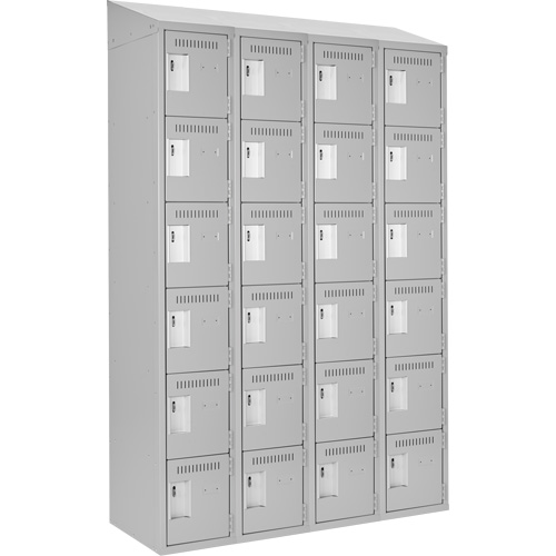 Clean Line Lockerette , 6 -tier, Bank of 4, 48" x 18" x 78", Steel, Grey, Rivet (Assembled) Trail Hammer and Bolt