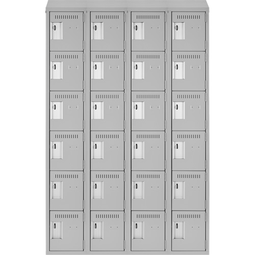 Clean Line Lockerette , 6 -tier, Bank of 4, 48" x 18" x 78", Steel, Grey, Rivet (Assembled) Trail Hammer and Bolt