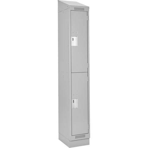 Clean Line Lockers, 2 -tier, 12" x 18" x 82", Steel, Grey, Rivet (Assembled) Trail Hammer and Bolt