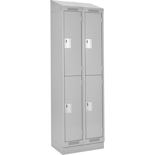 Clean Line Lockers, 2 -tier, Bank of 2, 24" x 18" x 82", Steel, Grey, Rivet (Assembled) Trail Hammer and Bolt