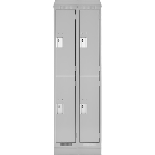 Clean Line Lockers, 2 -tier, Bank of 2, 24" x 18" x 82", Steel, Grey, Rivet (Assembled) Trail Hammer and Bolt