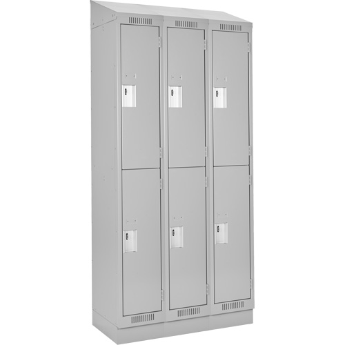 Clean Line Lockers, 2 -tier, Bank of 3, 36" x 18" x 82", Steel, Grey, Rivet (Assembled) Trail Hammer and Bolt