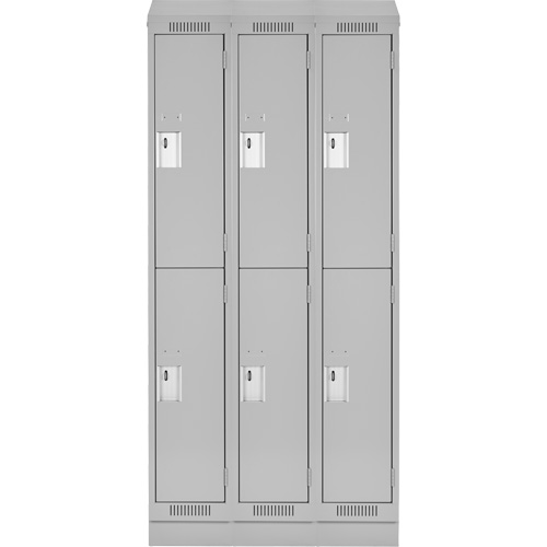 Clean Line Lockers, 2 -tier, Bank of 3, 36" x 18" x 82", Steel, Grey, Rivet (Assembled) Trail Hammer and Bolt