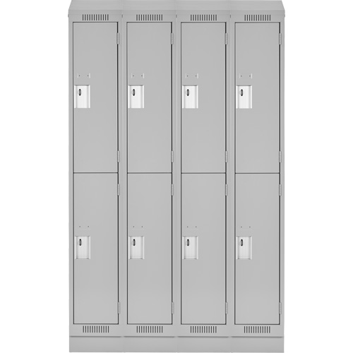 Clean Line Lockers, 2 -tier, Bank of 4, 48" x 18" x 82", Steel, Grey, Rivet (Assembled) Trail Hammer and Bolt