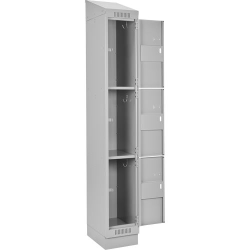 Clean Line Lockers, 3 -tier, Bank of 3, 36" x 18" x 82", Steel, Grey, Rivet (Assembled) Trail Hammer and Bolt