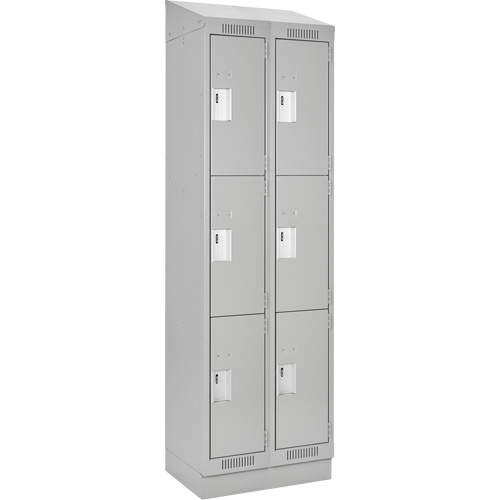Clean Line Lockers, 3 -tier, Bank of 2, 24" x 18" x 82", Steel, Grey, Rivet (Assembled) Trail Hammer and Bolt