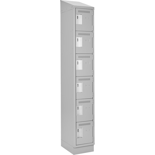 Clean Line Lockerette, 6 -tier, 12" x 18" x 82", Steel, Grey, Rivet (Assembled) Trail Hammer and Bolt