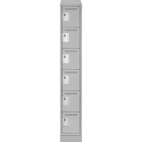 Clean Line Lockerette, 6 -tier, 12" x 18" x 82", Steel, Grey, Rivet (Assembled) Trail Hammer and Bolt