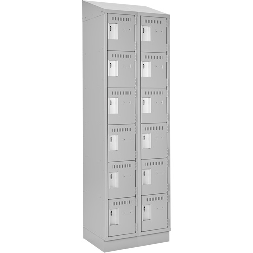 Clean Line Lockerette, 6 -tier, Bank of 2, 24" x 18" x 82", Steel, Grey, Rivet (Assembled) Trail Hammer and Bolt