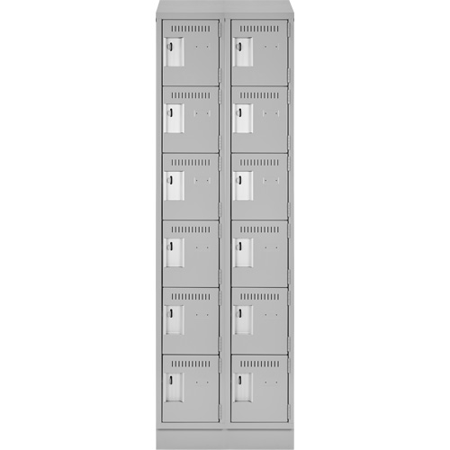 Clean Line Lockerette, 6 -tier, Bank of 2, 24" x 18" x 82", Steel, Grey, Rivet (Assembled) Trail Hammer and Bolt