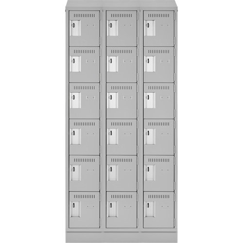 Clean Line Lockerette, 6 -tier, Bank of 3, 36" x 18" x 82", Steel, Grey, Rivet (Assembled) Trail Hammer and Bolt