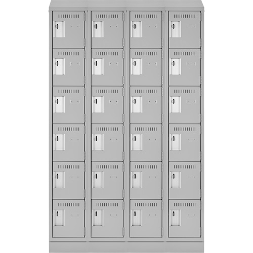 Clean Line Lockerette, 6 -tier, Bank of 4, 48" x 18" x 82", Steel, Grey, Rivet (Assembled) Trail Hammer and Bolt