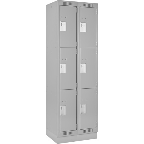 Clean Line Lockers, 3 -tier, Bank of 2, 24" x 18" x 76", Steel, Grey, Rivet (Assembled) Trail Hammer and Bolt
