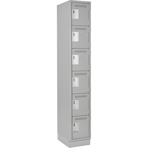 Petits casiers Clean Line, 6 niveaux, 12" x 18" x 76", Acier, Gris, Rivet (assembl&eacute;) Trail Hammer and Bolt