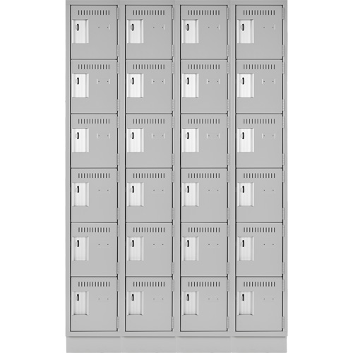 Clean Line Lockerette, 6 -tier, Bank of 4, 48" x 18" x 76", Steel, Grey, Rivet (Assembled) Trail Hammer and Bolt