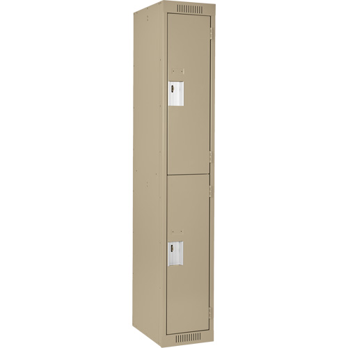 Clean Line Lockers, 2 -tier, 12" x 18" x 72", Steel, Beige, Rivet (Assembled) Trail Hammer and Bolt