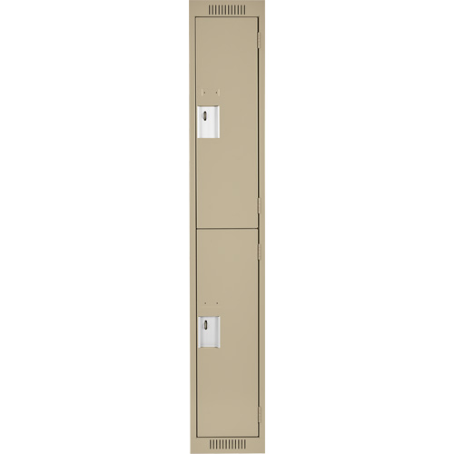 Clean Line Lockers, 2 -tier, 12" x 18" x 72", Steel, Beige, Rivet (Assembled) Trail Hammer and Bolt
