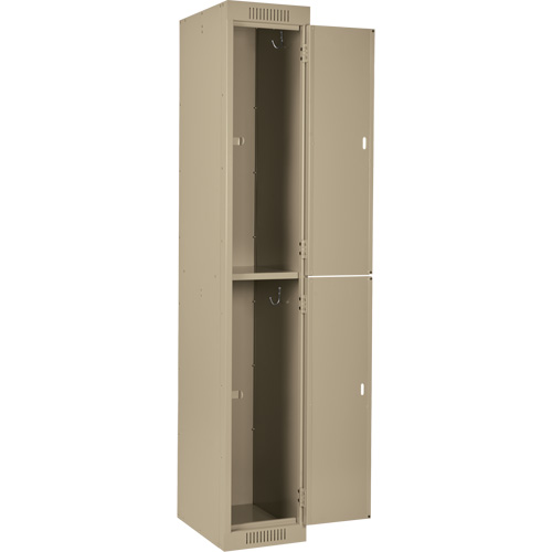 Clean Line Lockers, 2 -tier, Bank of 3, 36" x 18" x 72", Steel, Beige, Rivet (Assembled) Trail Hammer and Bolt