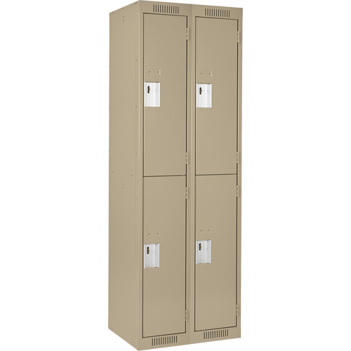 Casiers Clean Line, 2 niveaux, Bloc de 2, 24" x 18" x 72", Acier, Beige, Rivet (assembl&eacute;) Trail Hammer and Bolt
