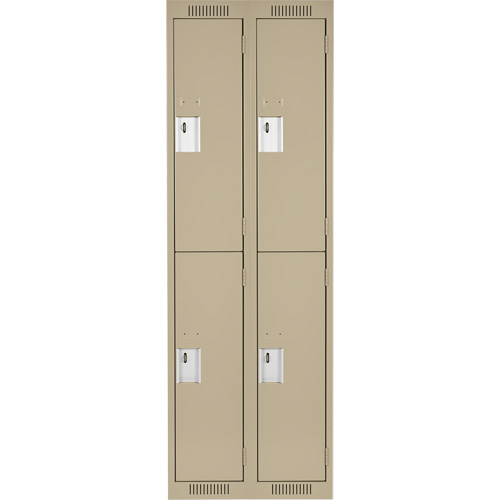 Casiers Clean Line, 2 niveaux, Bloc de 2, 24" x 18" x 72", Acier, Beige, Rivet (assembl&eacute;) Trail Hammer and Bolt