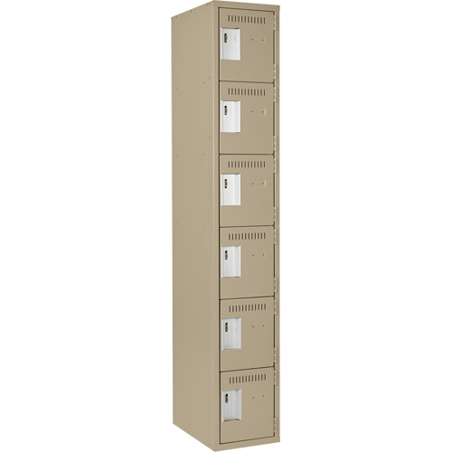 Petits casiers Clean Line, 6 niveaux, 12" x 18" x 72", Acier, Beige, Rivet (assembl&eacute;) Trail Hammer and Bolt