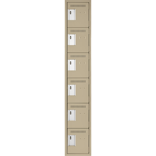 Petits casiers Clean Line, 6 niveaux, 12" x 18" x 72", Acier, Beige, Rivet (assembl&eacute;) Trail Hammer and Bolt