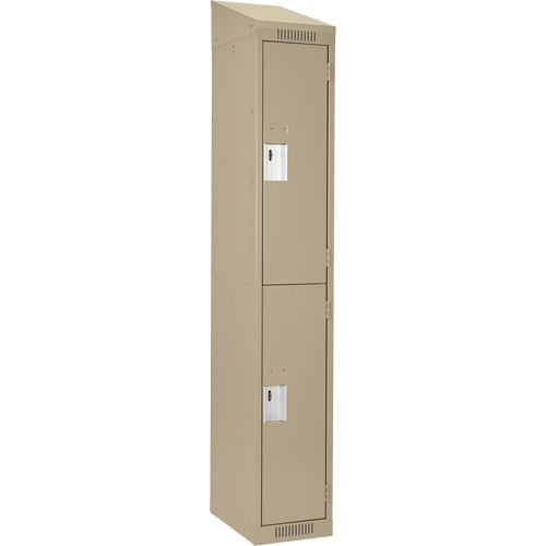 Clean Line Lockers, 2 -tier, 12" x 18" x 78", Steel, Beige, Rivet (Assembled) Trail Hammer and Bolt