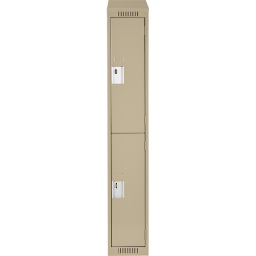 Clean Line Lockers, 2 -tier, 12" x 18" x 78", Steel, Beige, Rivet (Assembled) Trail Hammer and Bolt