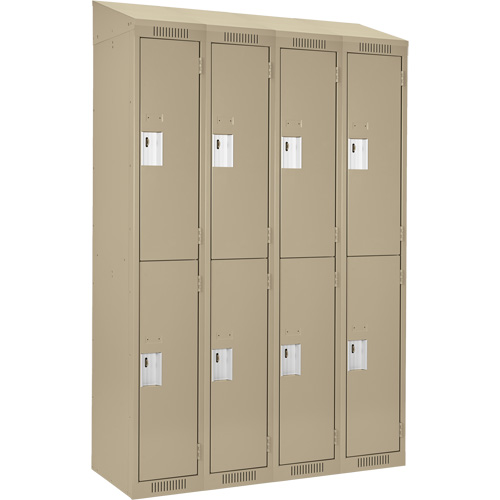 Clean Line Lockers, 2 -tier, Bank of 4, 48" x 18" x 78", Steel, Beige, Rivet (Assembled) Trail Hammer and Bolt