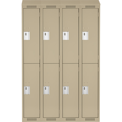 Clean Line Lockers, 2 -tier, Bank of 4, 48" x 18" x 78", Steel, Beige, Rivet (Assembled) Trail Hammer and Bolt
